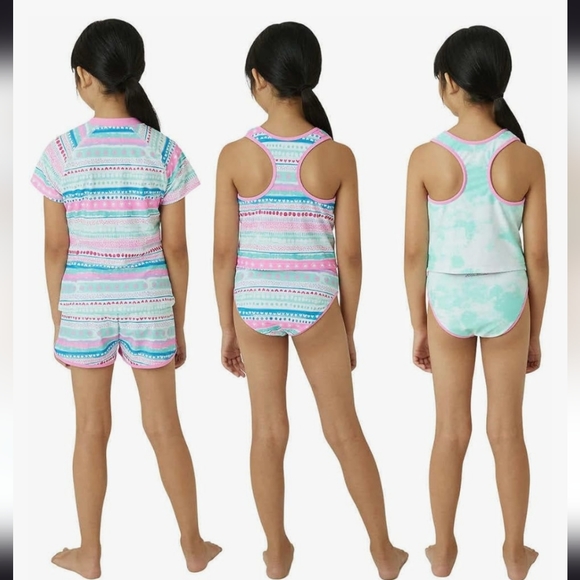 Eddie Bauer Youth Swim Set - 4 piece Size L 14/16 Reversible UPF 50+ - Picture 3 of 14